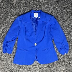 Ruched Blazer with Gold Accents, Color Royal Blue, Size L